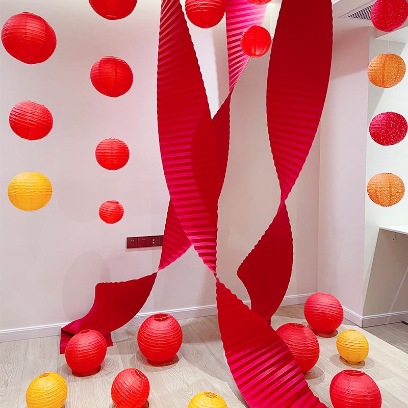 结婚房瀑布灯笼挂串客厅卧室装饰挂件喜庆红喜字灯笼中式婚礼布置