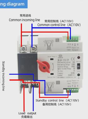 ac110v市电款切换不断电ats双电源自动转换开关2p100a63a80a