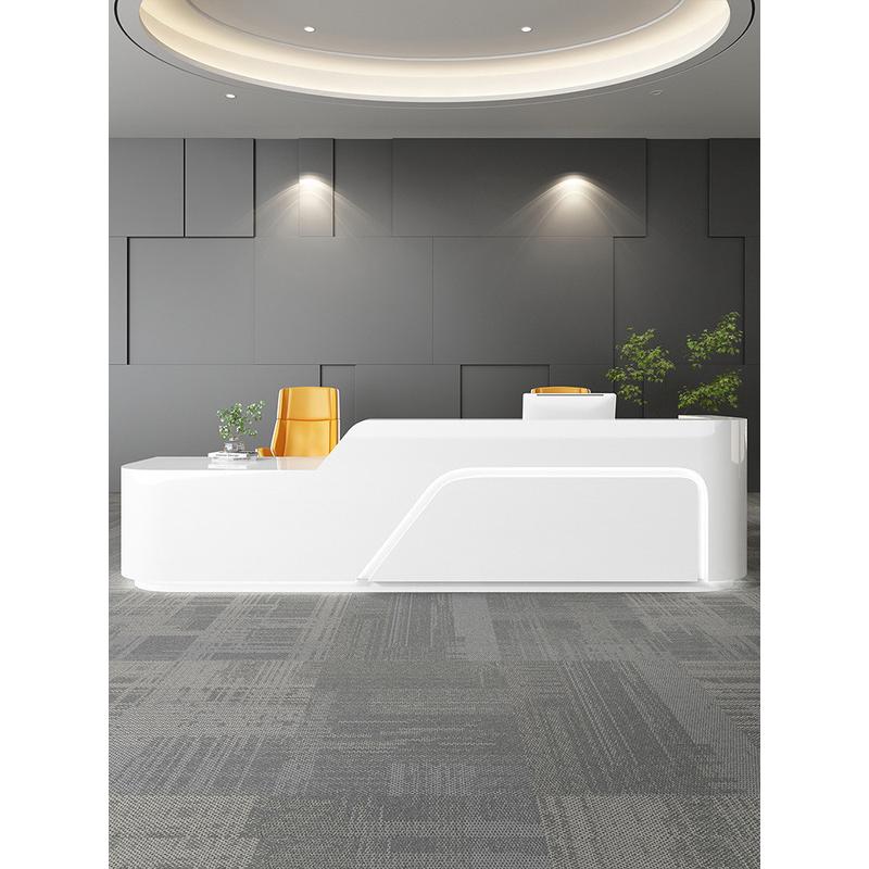 白色烤漆简约吧台收银台转角店铺柜台办公桌公司前台服务台接待台