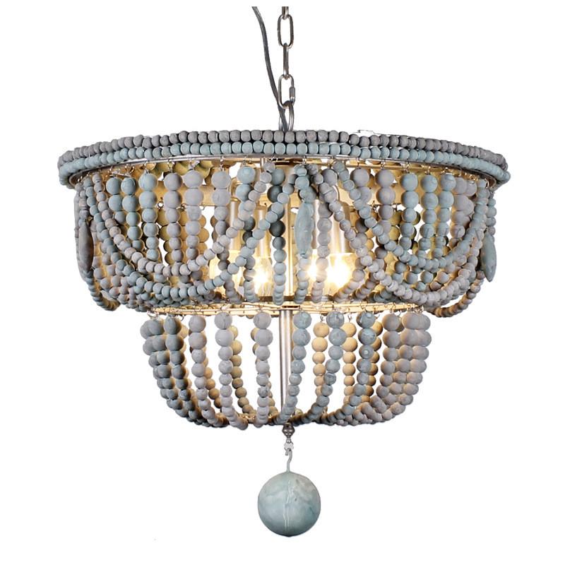 热销波西米亚卧室吊灯木珠灯个性网红公主儿童房女孩卧室法式风格