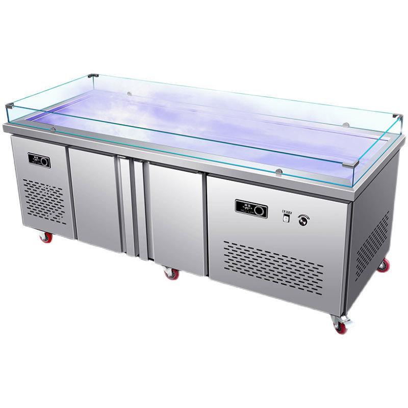 热销不锈钢海鲜冰台冷藏展示柜商用超市冰鲜台卧式点菜柜冷冻柜保