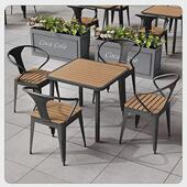 户外花园阳台防水防晒防腐木桌椅组合室外塑木露天台庭院休闲桌椅