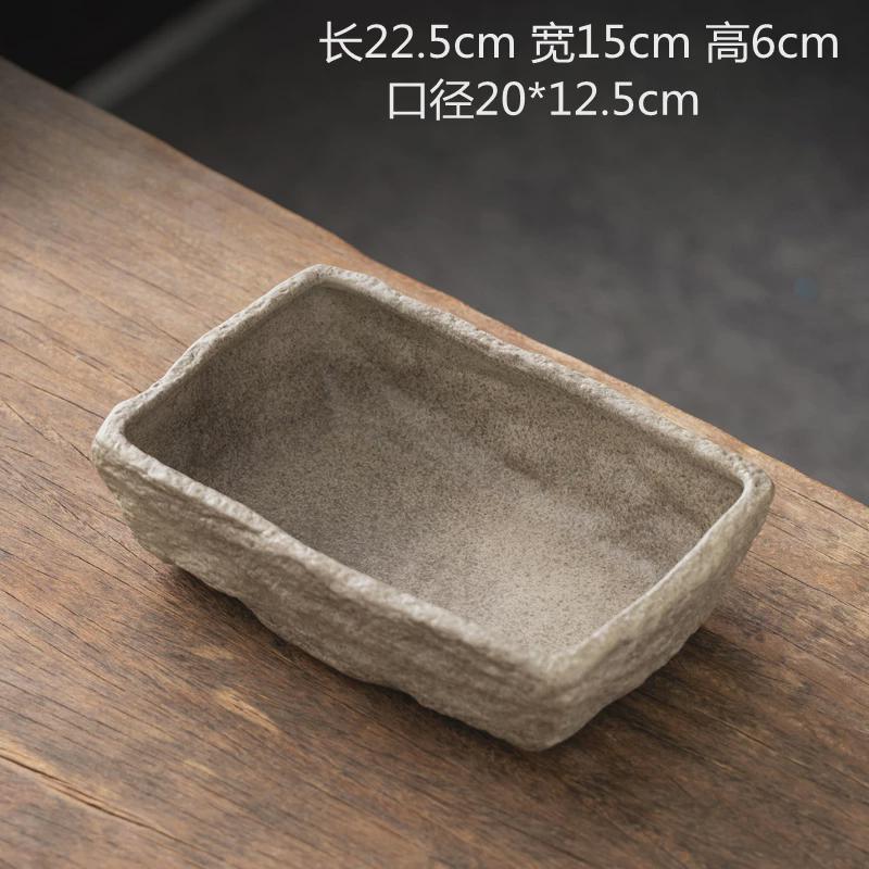 仿石头水培器皿陶瓷花盆长方形养铜钱草碗莲睡莲盆缸盆栽盆景盆子