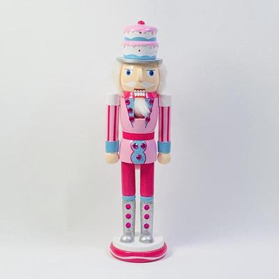 木质制38cm夹子胡桃士兵圣诞节场景装饰摆件粉色系胡桃钳木偶