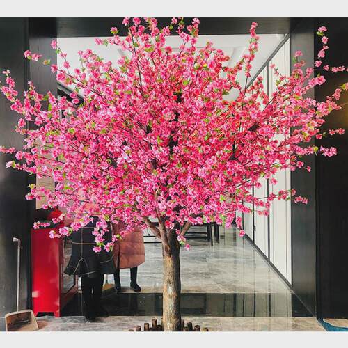 厂家大量供应仿真桃花树植物桃树园林景观工程公园工艺品仿真绿雕