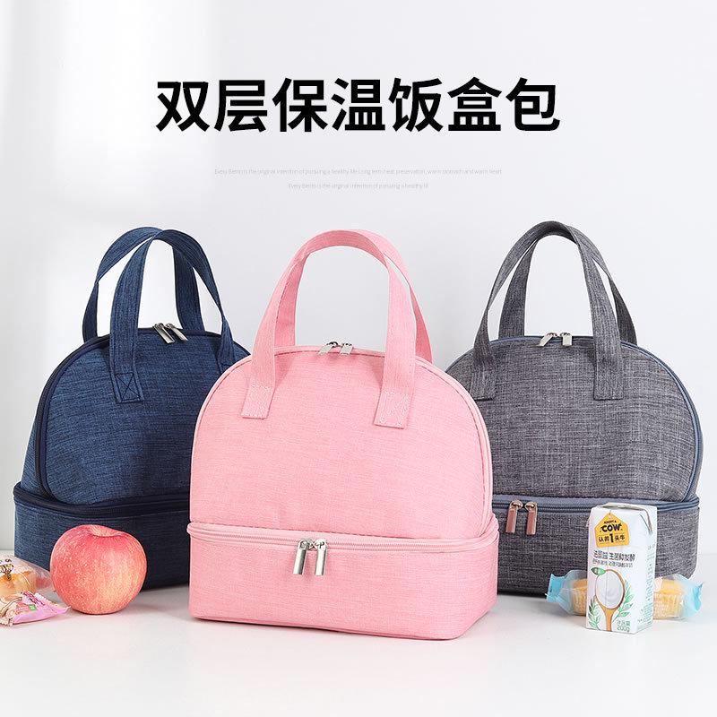 饭盒手提包双层牛津布保温袋铝箔加厚便当包学生带饭大容量饭盒袋