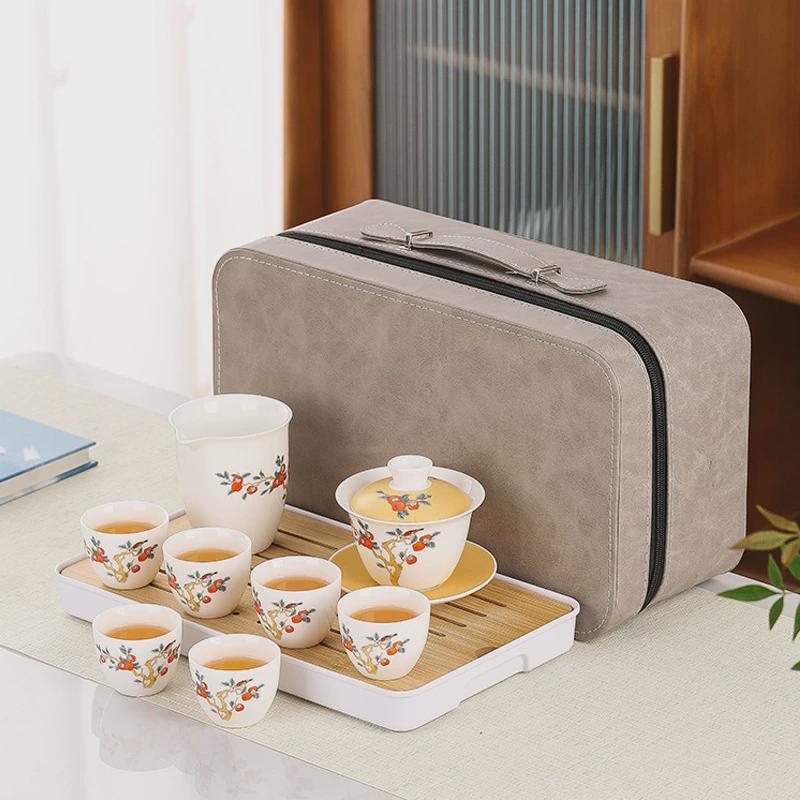 事事如意旅行功夫茶具套装公司商务活动礼品便携茶盘伴手礼可logo
