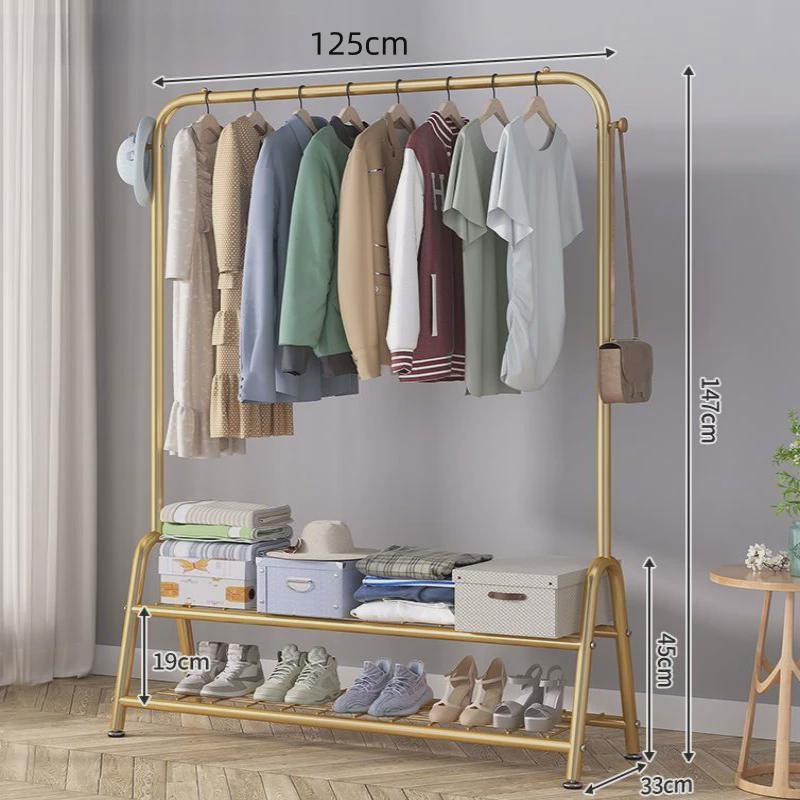 晾衣架卧室挂衣架室内晒衣架阳台落地折叠子家用简易单杆式衣新品