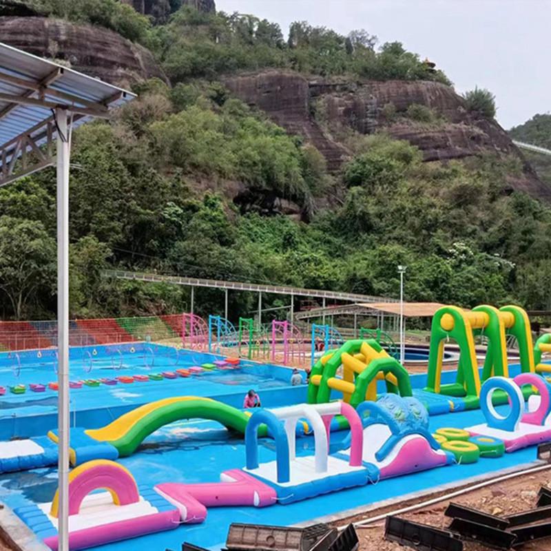 水上乐园设备网红水上荡木桥吊桥浮板桥浮筒浮台景区户外拓展游乐