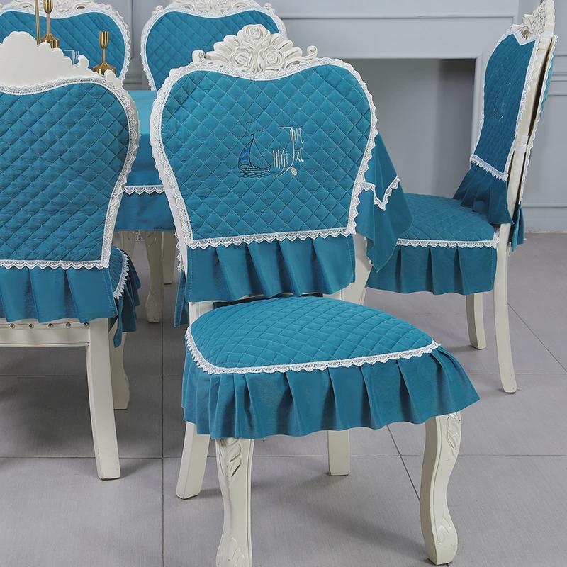 s588欧式餐椅垫套装圆形餐桌布布艺鹿水貂绒冬季椅子套罩家用餐桌