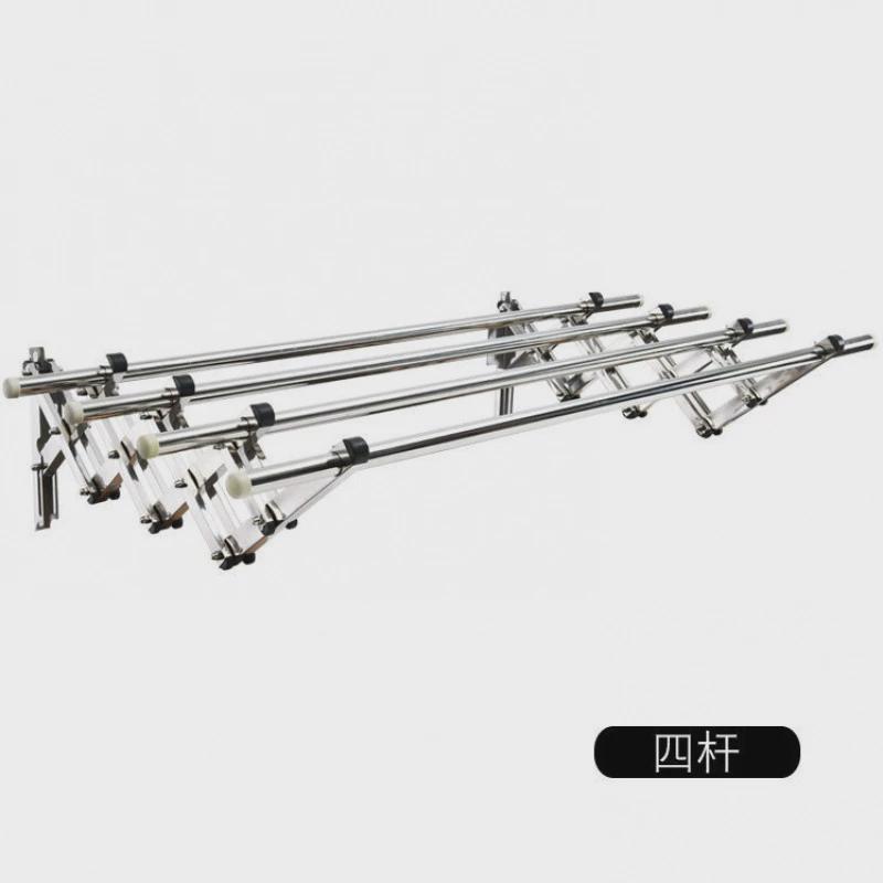 晾衣杆阳台窗外伸缩晒衣架外推拉折叠室外不锈钢凉外墙壁挂式