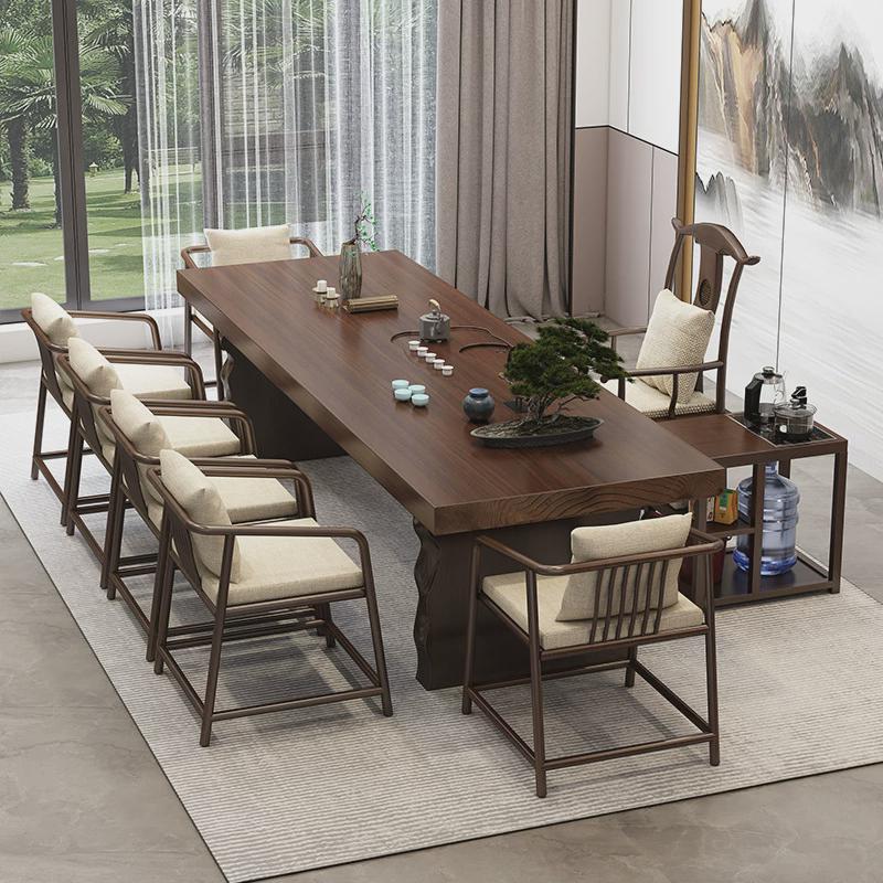 纯实木大板茶桌椅组合茶几客厅家用茶台阳台泡茶办公室新中式整板