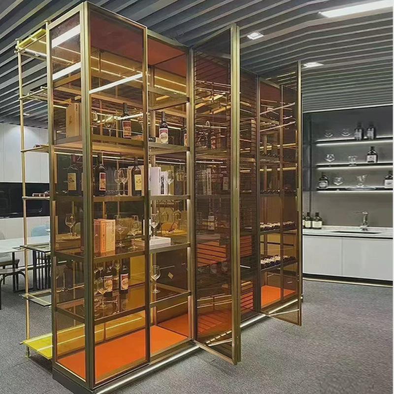 铝合金酒杯架现代轻奢客厅玻璃酒柜铝合金红酒柜红酒收纳架玻璃柜