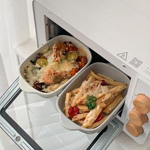 陶瓷盘子家用烤肉焗饭盘西餐盘烤盘烤箱提拉米苏深盘双耳烤碗深盘
