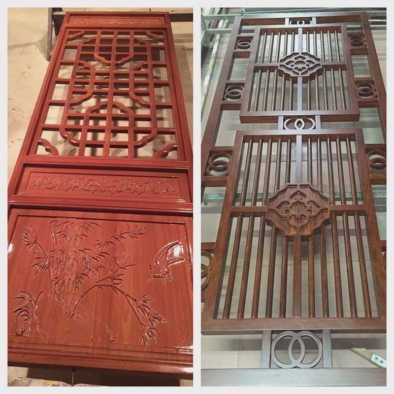 隔断图制作实木花格仿古门窗来式屏风别墅摆件建筑仿古复古木门