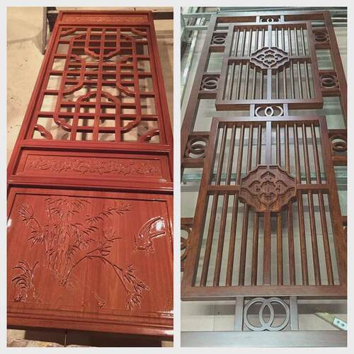 隔断图制作实木花格仿古门窗来式屏风别墅摆件建筑仿古复古木门