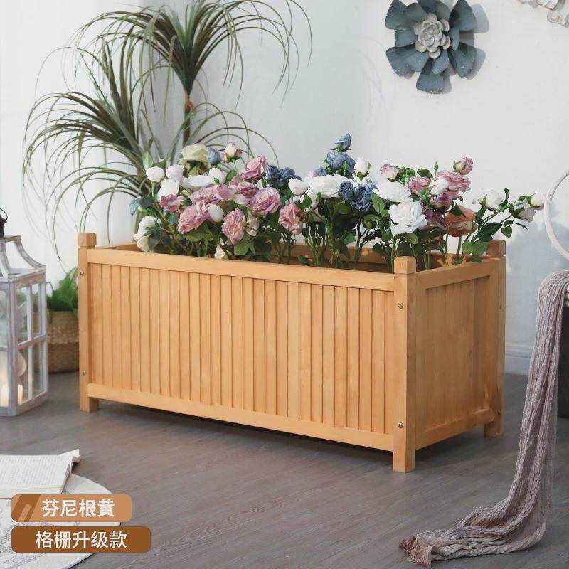 花园长方形组合花箱网红花盆户外防腐木花槽阳台种植箱种菜箱庭院