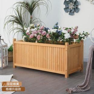花园长方形组合花箱网红花盆户外防腐木花槽阳台种植箱种菜箱庭院