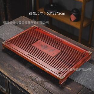 木制茶具托盘排水储水实木茶台 功夫茶盘接水盘家用柯木小号抽屉式
