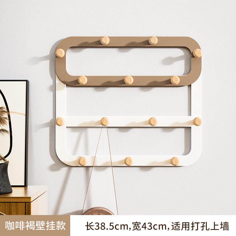 免打孔铁木衣服门后挂钩创意卧室收纳整理门上挂衣架浴室多排挂架