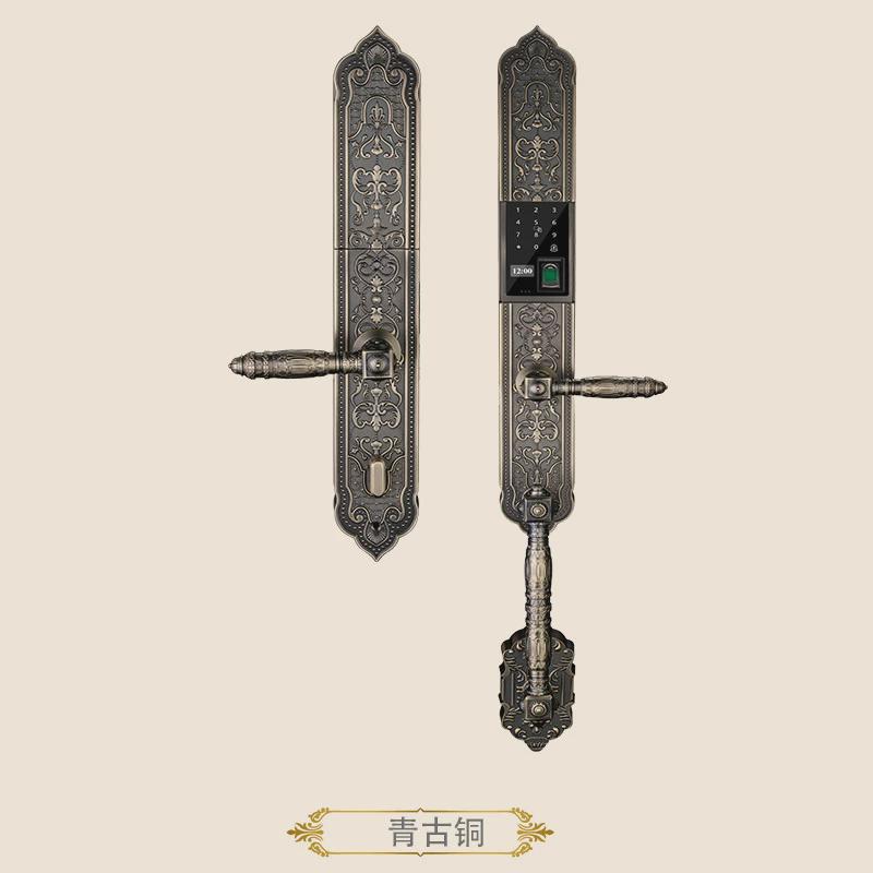 欧式饰家高端别墅双开门电子锁易于复古大门锁智能锁指纹密码锁