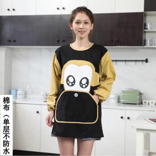 透氣家用廚房做飯長袖 套工作服罩衣男 防水防油薄款 1VPR圍裙女時尚