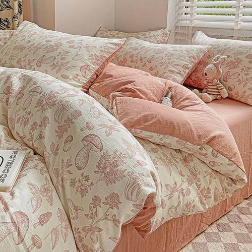 有氧纱纯双层棉四件套全裸睡棉床单被套三件套床笠款四件套