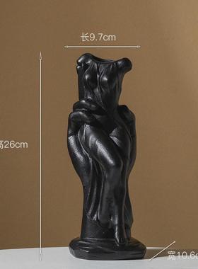 跨境陶瓷素烧人体花瓶创意艺术摆件轻奢家居装饰品水培干花器ins