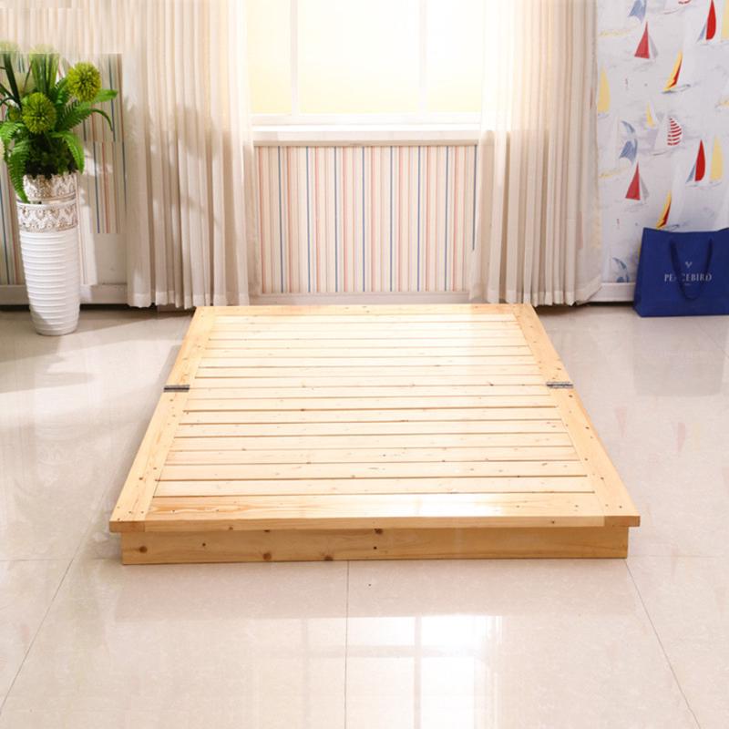 全松木单人床折叠实木床榻榻米矮床硬床板1.21.8米双人免加床板