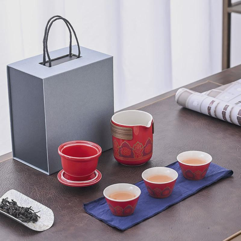 国潮礼品功夫茶具户外随身携带小套装快客杯一壶三杯旅行茶具套装