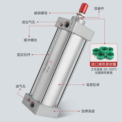 sc标准大缸50-63-80-100-160-200气缸径耐磨耐高温铝合金拉杆气缸
