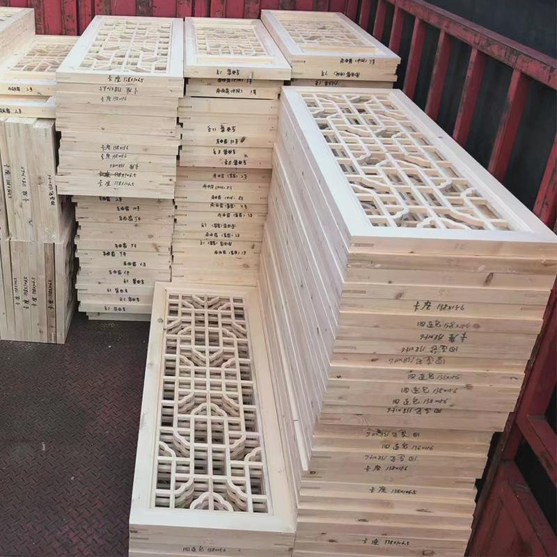 东阳木雕中式窗户实木花格窗镂空仿古花窗门窗雕花门玄关隔断装饰