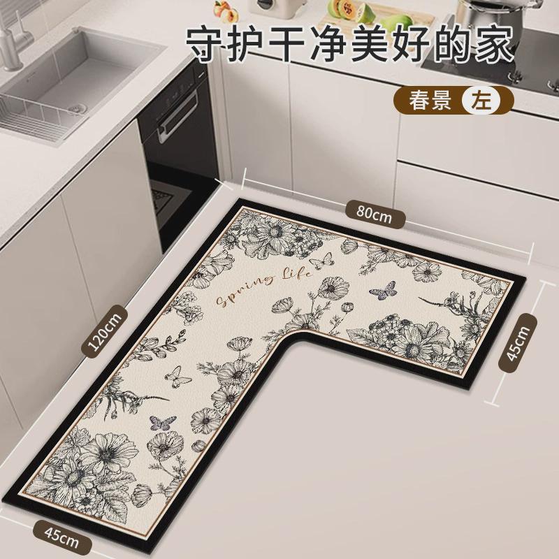 厨房专用地垫硅藻泥L型整块吸水垫吸油防滑可擦免洗地毯防油耐脏
