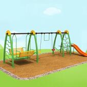 室外小区幼儿双人秋千娱乐设备秋千滑梯组合游乐设备儿童户外秋千