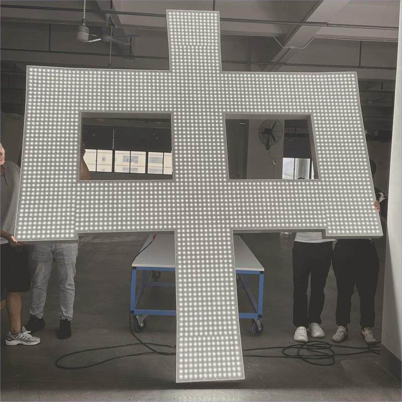 大厦玻璃幕墙发光字商业楼铝板高空大型广告牌楼顶外墙户外点阵字