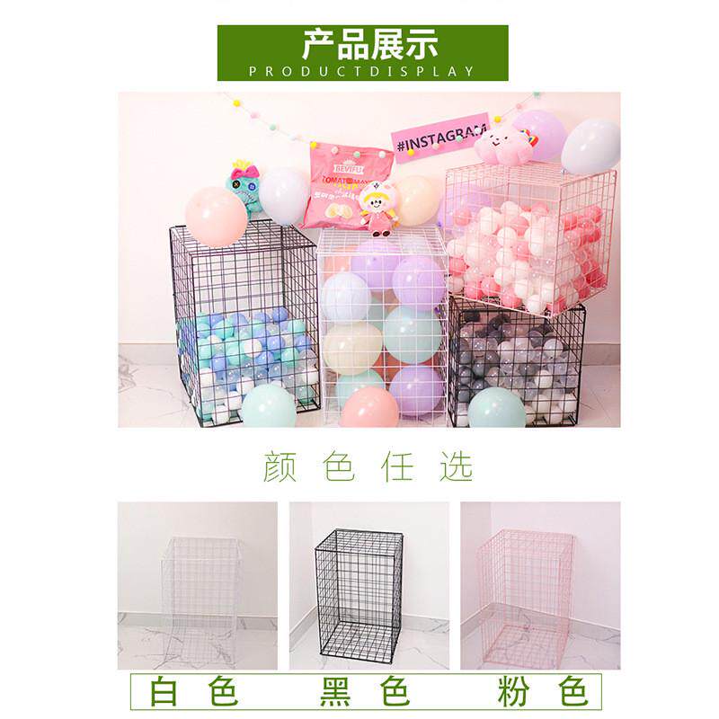 黑色橱窗装饰ins网红店改造娃娃网格海洋球立方体网格卧室收纳筐