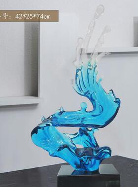 浪花雕塑玄关现代艺术工艺品大型客厅样板房酒店北欧创意抽象摆件