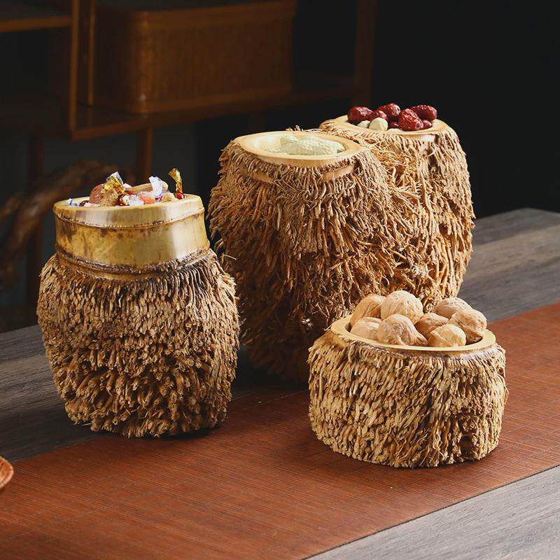 带须竹根钵竹根雕禅意茶洗茶渣斗笔筒竹制碗文房功夫茶具根雕花瓶