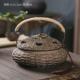 手提式 竹篮香炉家用室内复古陶瓷香薰炉驱蚊香器檀香沉香蚊香暖炉