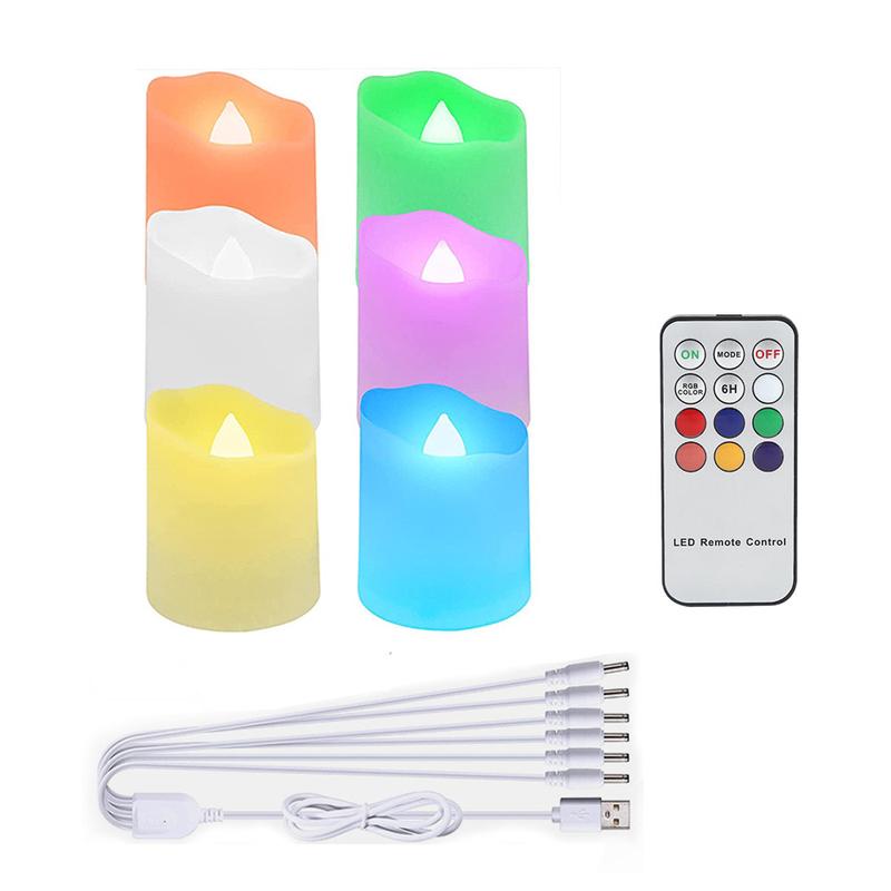 RGB电子蜡烛led蜡烛万圣节生日餐桌氛围装饰塑料遥控定时蜡烛灯