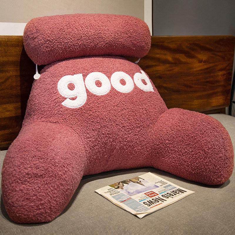 ins北欧泰迪绒good飘窗异形床上靠垫护腰超软抱枕加厚腰靠可拆洗