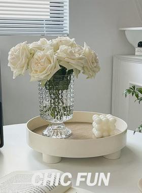 高级感插花花瓶水晶玫瑰网红餐桌玻璃客厅轻奢小法式透明摆件鲜花