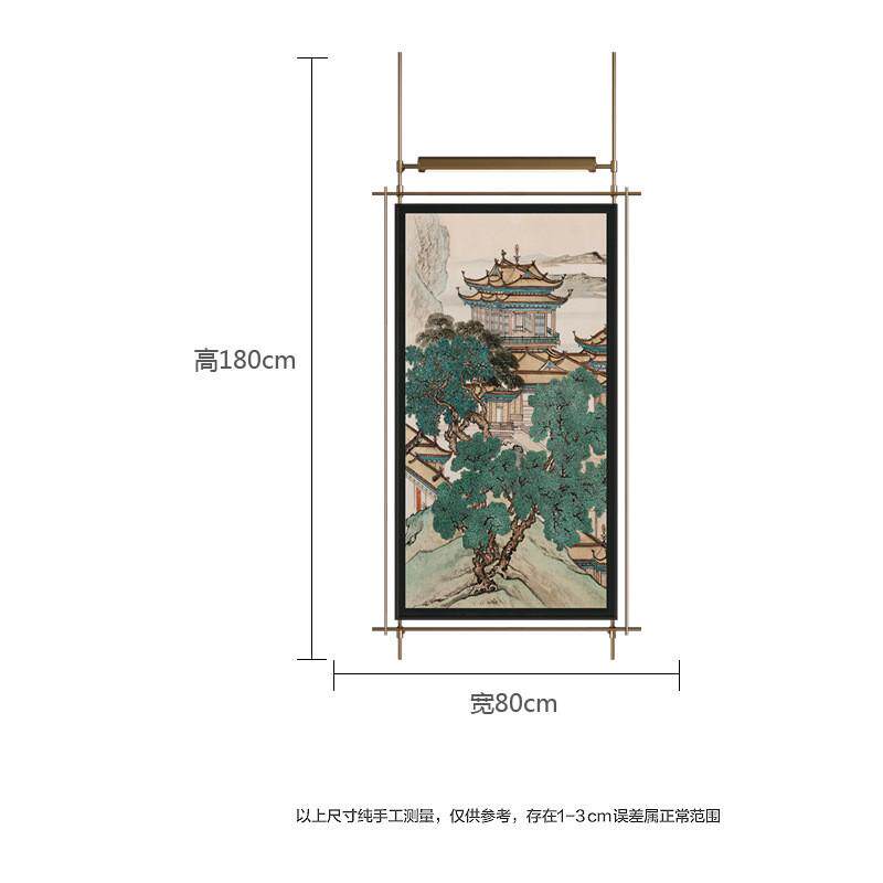 c!新中式墙壁玄关阁楼建筑中国风古典背景装饰画客厅茶室竖版挂