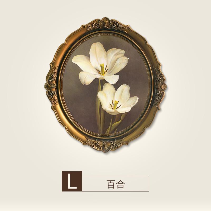 美式装饰画法式复古小尺寸挂画卧室椭圆形欧式客厅壁画轻奢床头画图片