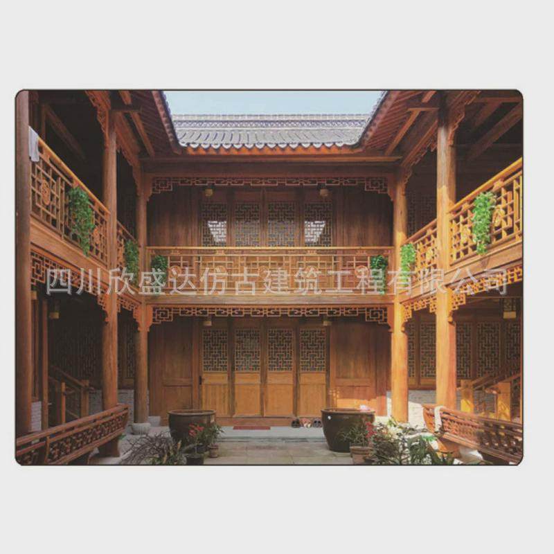木雕中式实木仿古门窗屏风玄关隔断定四川厂家制作整木镂空花窗