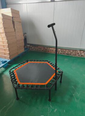 112cm床健身蹦床45英寸弹力绳跳六角源头工厂室内小孩扶手跳床
