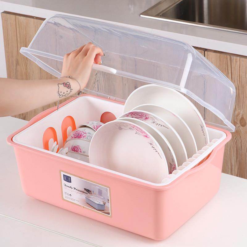 家用塑料碗柜沥水碗碟架 厨房带盖置物架 餐具碗筷收纳盒放碗架,厨房/烹饪用具,碗架,淘宝优惠券,粉丝福利购,淘宝优惠卷