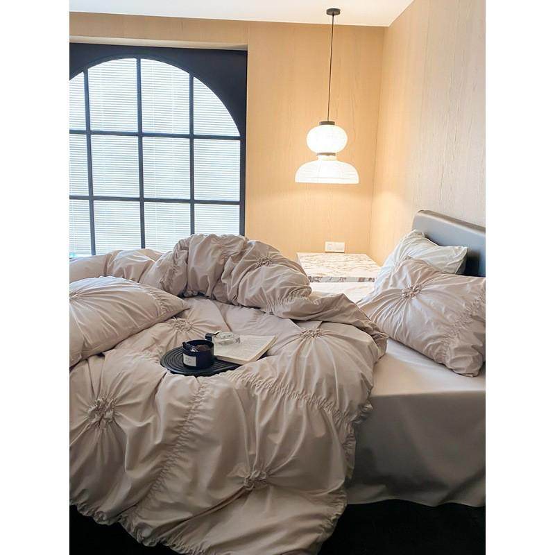 热销浪漫唯美全棉100S现代美式四件套公主风立体花朵被套纯棉床上