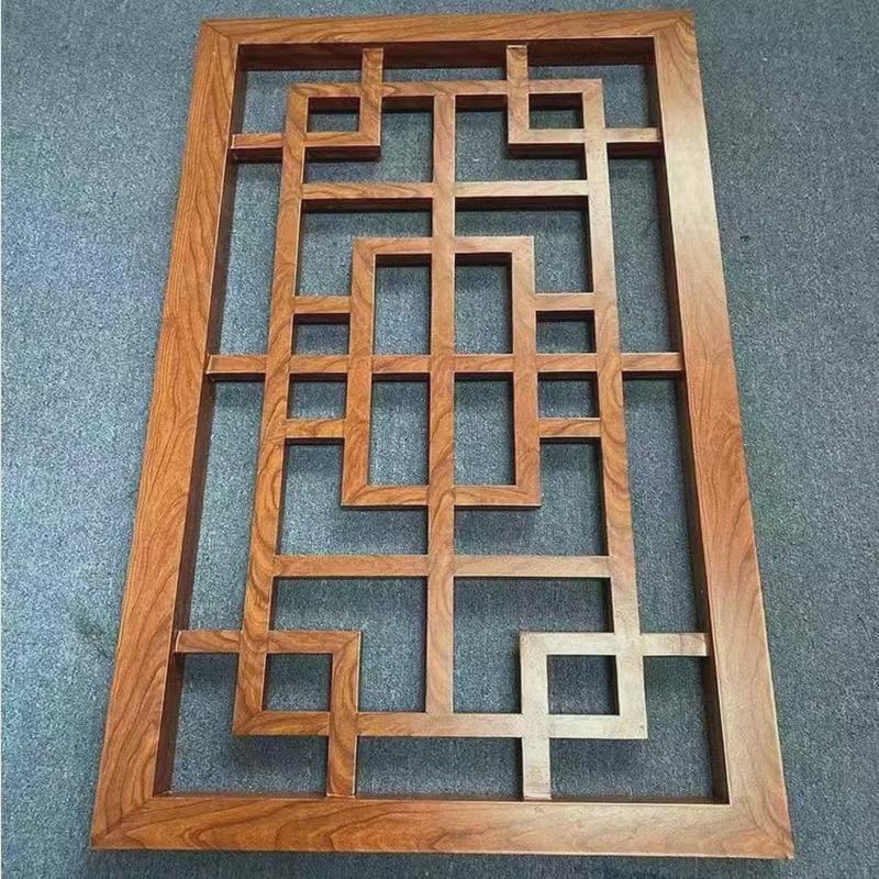 仿古铝合金窗花挂落屏风铝格栅木纹中式仿古门窗花格隔断方通吊顶