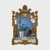 雕花镜子玄关复古装 浴室镜 饰镜子北欧壁挂式 饰挂墙式 镜镜子壁炉装